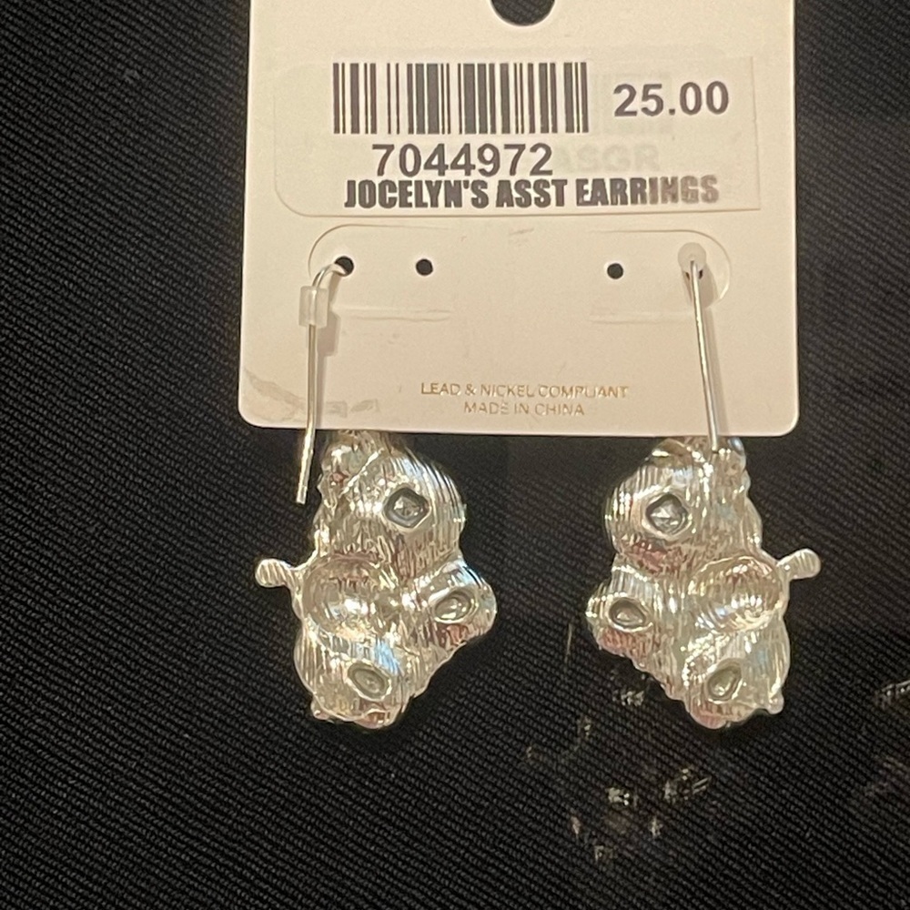 Jocelyn Silver and Blue-Green turtle  Earrings - Picture 2 of 2